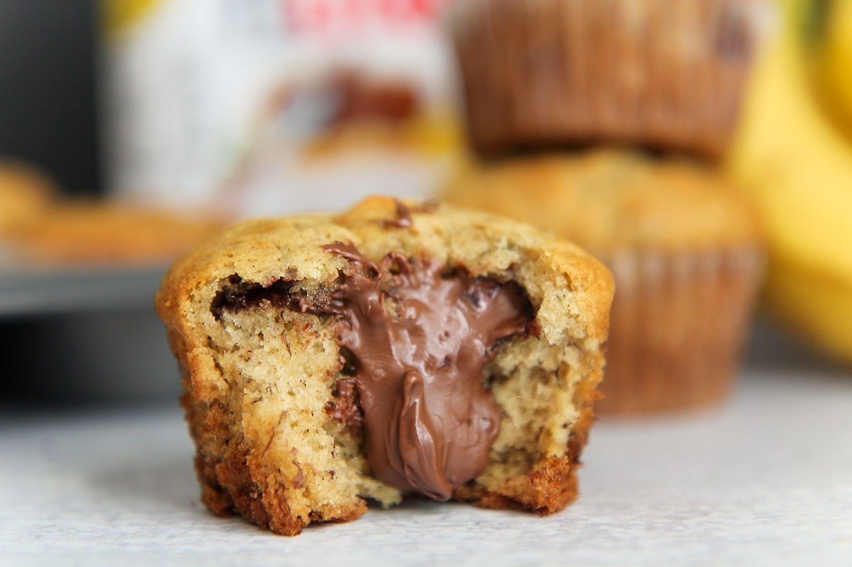 Image de la recette muffins moelleux à la banane et au Nutella